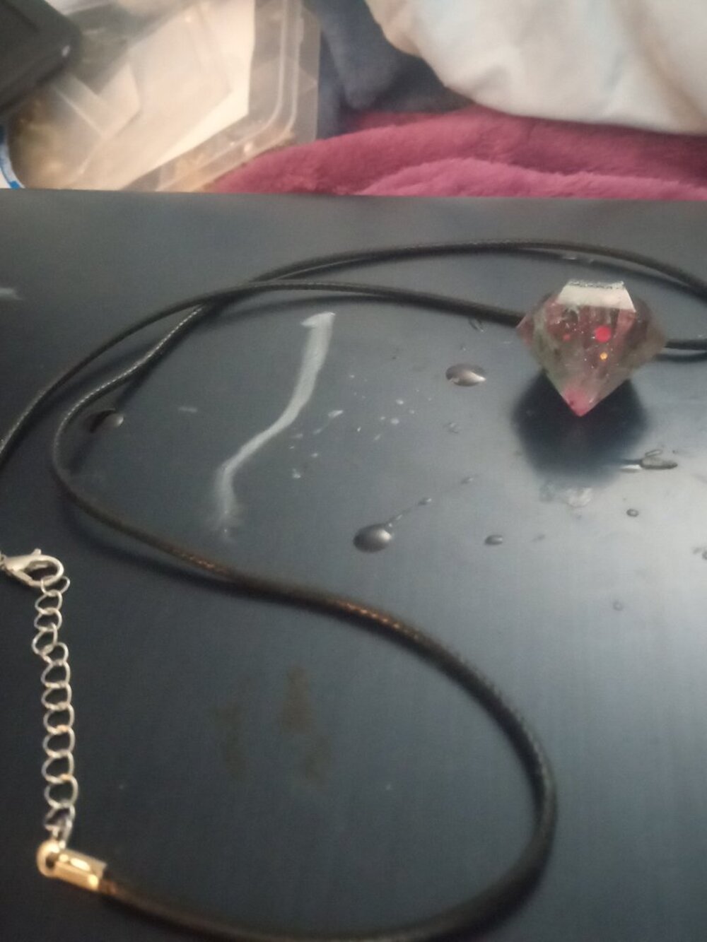 Handmade Resin Diamond Shaped Pendant Necklace